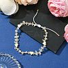 Natural Rose Quartz Chip & Heart Brass Braided Bead Bracelets BJEW-JB10592-2