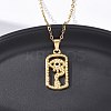 Rectangle with Eye 304 Stainless Steel Pendant Necklaces NJEW-H059-19G-2