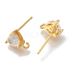 Brass Clear Cubic Zirconia Stud Earrings Finding for Women EJEW-B107-14G-2