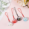 4Pcs 4 Colors Japanese Style Brass Lucky Cat Pendant Decoration HJEW-GO0001-10-4