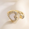 Brass Micro Pave Cubic Zirconia Open Cuff Rings for Women RJEW-K308-03B-G-1