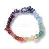 Kids 7 Chakra Natural Mixed Stone Chip Beads Stretch Bracelet with Heart BJEW-JB07377-1