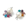 Natural Agate(Dyed & Heated) & Pearl Pendants PALLOY-JF05295-02-3