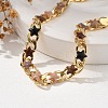 Star Brass Enamel Curb Chain Bracelets for Women BJEW-B125-02G-3