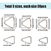 90Pcs 3 Styles 304 Stainless Steel Adjuster Triangle Double Buckles STAS-SC0008-93-2