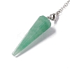 Natural Green Aventurine Hexagonal Pointed Cone Dowsing Pendulum Pendants G-G983-05P-03-3