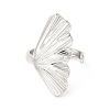 304 Stainless Steel Shell Shape Open Cuff Ring for Women RJEW-E063-12P-3