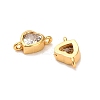 Brass Pave Clear Cubic Zirconia Heart Links Connector Charms KK-H515-01B-G-2