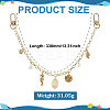 Alloy & 304 Stainless Steel & Natural Freshwater Pearl & Natural Cowrie Shell Sea Horse Charm Brass Cable Chain Bag Decorative Chains HJEW-ME00053-2