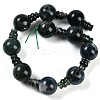 Natural Indian Agate 3-Hole Guru Beads Strands G-H064-E02-03-3