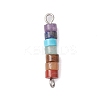 7 Chakra Mixed Gemstone Disc Beaded Connector Charms PALLOY-JF02744-01-3