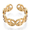Ion Plating(IP) 304 Stainless Steel Peace Sign Open Cuff Ring for Women LS-RJEW-T027-08G-3