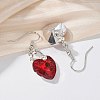 Heart Glass Dangle Earrings EJEW-JE01737-3
