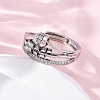 Brass Micro Pave Clear Cubic Zirconia Finger Rings for Women Ease Anxiety RJEW-S624-05P-01-3