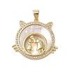 Brass Micro Pave Clear Cubic Zirconia Pendants KK-I712-51G-04-1