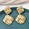 304 Stainless Steel Woven Rhombus Dangle Stud Earrings EJEW-K268-64G-2