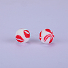Printed Round with Lip Pattern Silicone Focal Beads SI-JX0056A-193-1