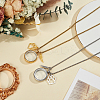 2Pcs 2 Colors Stainless Steel Paw Print Feather Flat Rond Pet Fur Locket Pendant Box Chain Necklaces NJEW-DR00016-3