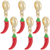 8Pcs Brass Red Enamel Vegetable European Dangle Charms OPDL-BBC0001-03G-01-6