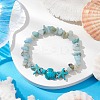 Natural Amazonite & Synthetic Turquoise Beaded Stretch Bracelets for Women BJEW-JB10750-01-2