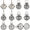 SUNNYCLUE 10Pcs 5 Styles Tibetan Style Brass Cage Pendants KK-SC0004-31-1