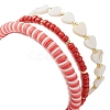 3Pcs 3 Style Polymer Clay Heishi & Natural Shell Heart & Seed Beaded Stretch Bracelets Set for Valentine's Day BJEW-TA00290-3