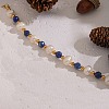 304 Stainless Steel & Natural Freshwater Pearl & Lapis Lazuli Beaded Bracelets for Women BJEW-B162-03G-2