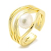 Natural Pearl Open Cuff Ring RJEW-H220-21G-1