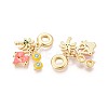 Brass Micro Pave Clear Cubic Zirconia and Enamel European Dangle Charms  KK-T079-76G-2