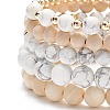 5Pcs 5 Style Natural Wood & Howlite Round Beaded Bracelets Set BJEW-JB08820-5