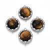 Natural Tiger Eye Connector Charms KK-N258-12P-1