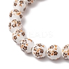 2Pcs Handmade Flower Printed Porcelain Ceramic Beaded Stretch Bracelets BJEW-JB11910-5