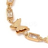 Cubic Zirconia Rectangle & Butterfly Link Bracelet BJEW-D025-04G-02-2