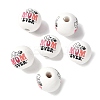 Mother's Day Theme Printed Wood European Beads WOOD-F016-10-2