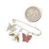 9Pcs Butterfly Alloy & Acrylic & Rhinestone Pendant Brooches JEWB-BR00185-3