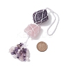 Nuggets Raw Natural Amethyst & Rose Quartz Pouch Pendant Decorations HJEW-JM01926-01-3