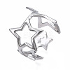 Non-Tarnish 304 Stainless Steel Star Open Cuff Ring RJEW-T023-26P-3