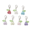 Flower Acrylic & Plastic Imitation Pearl Beads Pendant Decorations HJEW-JM03231-01-2