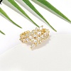 Rack Plating Brass Micro Pave Clear Cubic Zirconia Cuff Rings for Women RJEW-M028-56G-5
