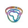 Ion Plating(IP) 201 Stainless Steel Hollow Out Africa Map Adjustable Ring for Women RJEW-C045-04M-2