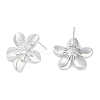 Brass Pave Clear Cubic Zirconia Stud Earring Findings LS-KK-F875-05P-2