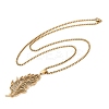 201 Stainless Steel Feather Pendant Necklaces LS-NJEW-K283-12G-2