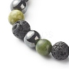 Natural Jade & Lava Rock & Synthetic Hematite Round Beaded Stretch Bracelet BJEW-JB06657-02-5