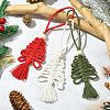 3Pcs 3 Colors Handmade Macrame Cotton Christmas Tree Pendant Decoration HJEW-JM02708-1