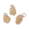 15Pcs 5 Colors Raw Rough Natural Fluorite & Rose Quartz & Yellow Apatite & Garnet & Peridot Nuggets Charms PALLOY-JF04554-02-2