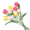 9Pcs 3 Colors Polyester with Iron Wire Artificial Tulip Flower AJEW-SC0031-42A-1