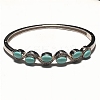 Oval Synthetic Turquoise Beaded Hinged Bangles BJEW-C146-03-1