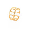 Ion Plating(IP) 304 Stainless Steel Rectangle Hollow Open Cuff Ring for Women RJEW-S405-161G-3