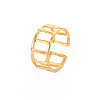 Ion Plating(IP) 304 Stainless Steel Rectangle Hollow Open Cuff Ring for Women RJEW-S405-161G-3