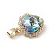 Real 18K Gold Plated Rack Plating Brass Micro Pave Clear Cubic Zirconia Pendants KK-C015-05G-08-2